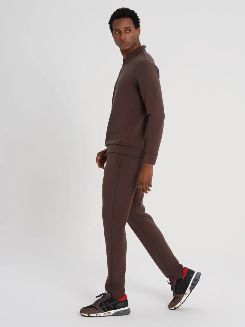 Dadado Polo - Bambu Polo Longsleeve Zipper Brown