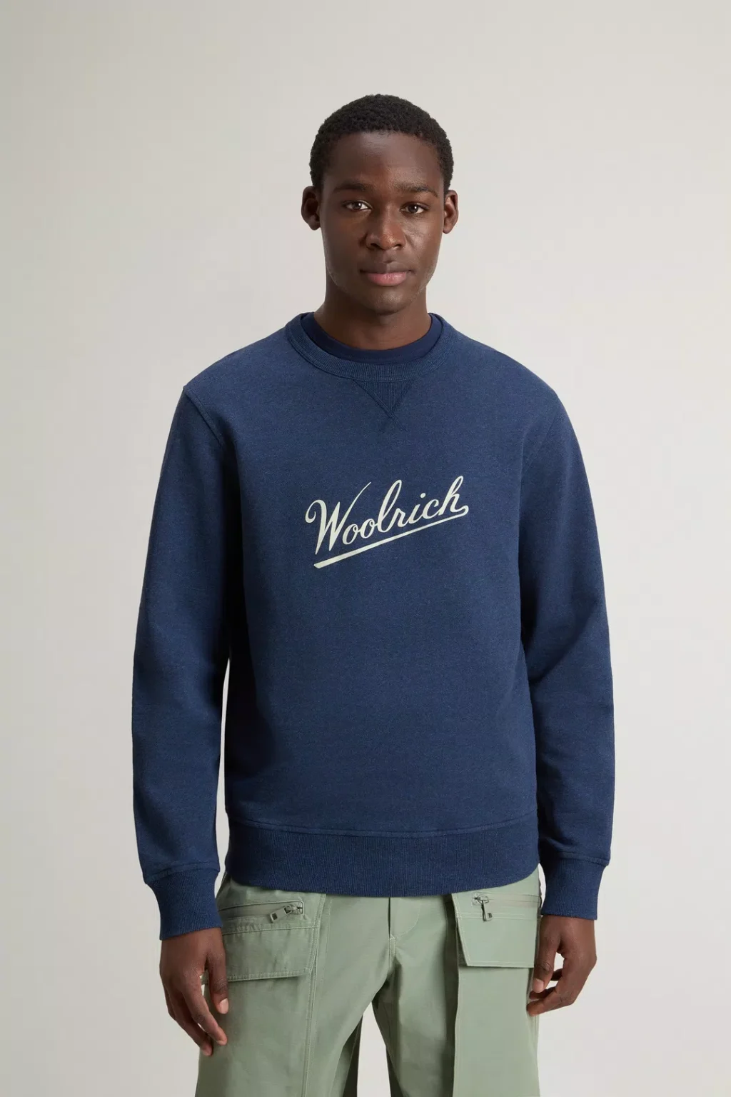 Woolrich Trui - Mouline Crewneck Melton Blue