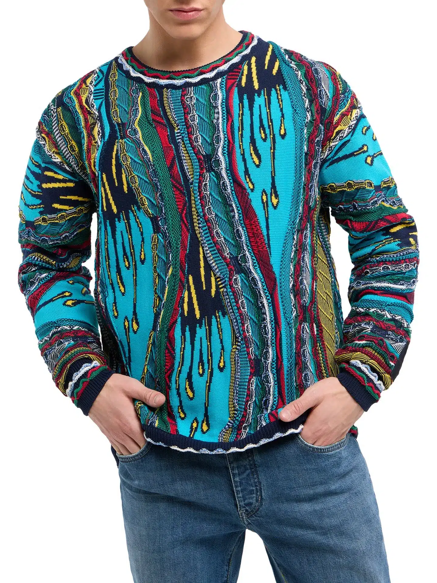 Carlo Colucci Trui Knit Sweater 3D Knit Turquoise Robbert