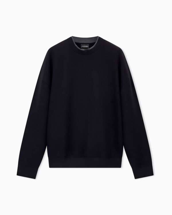 Emporio Armani Tui - Double Jersey Sweater Eagle Embroidery Black