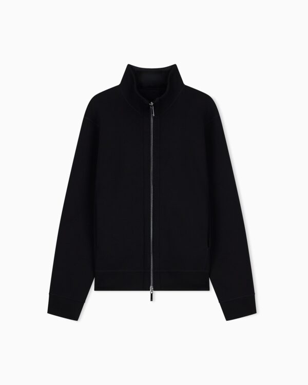 Emporio Armani Vest - Full Zip Lyocell Chenille Reversible Vest Black Beauty