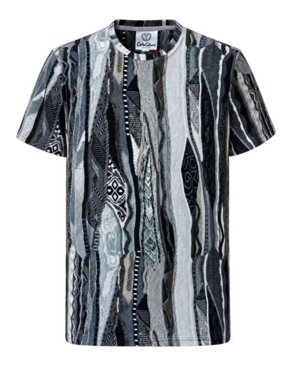 Carlo Colucci T-shirt - Knit Print Story Grey