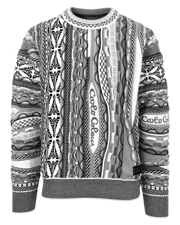 Carlo Colucci Trui - 3D Jacquard Knit Grey Black