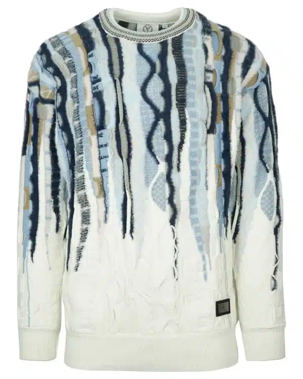 Carlo Colucci Trui - Oversized Fluffy 3D Knit Blue White