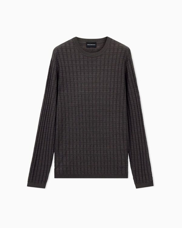 Emporio Armani Trui - Pattern Knit Jumper Magnet Grey