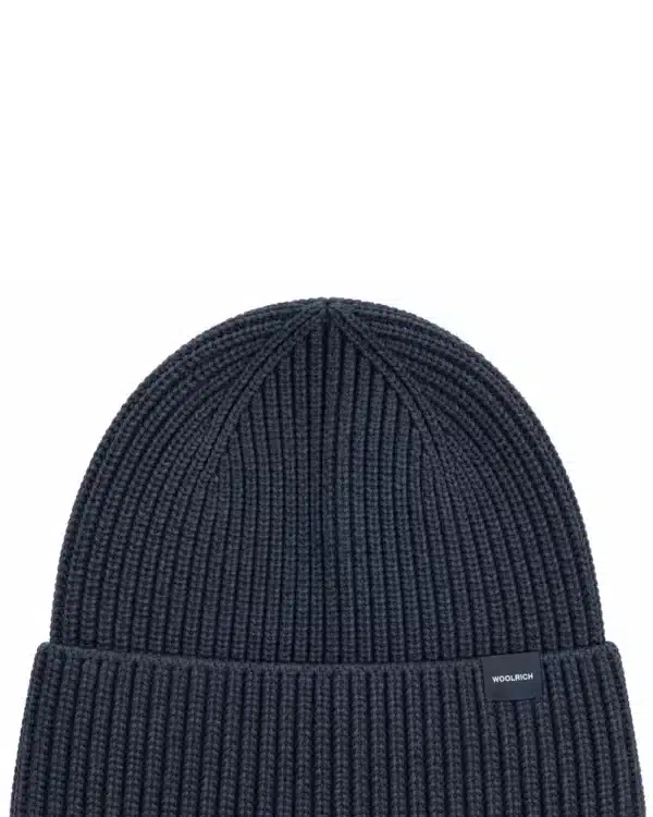 Woolrich Muts - Knitted Ribbed Beanie Melton Blue